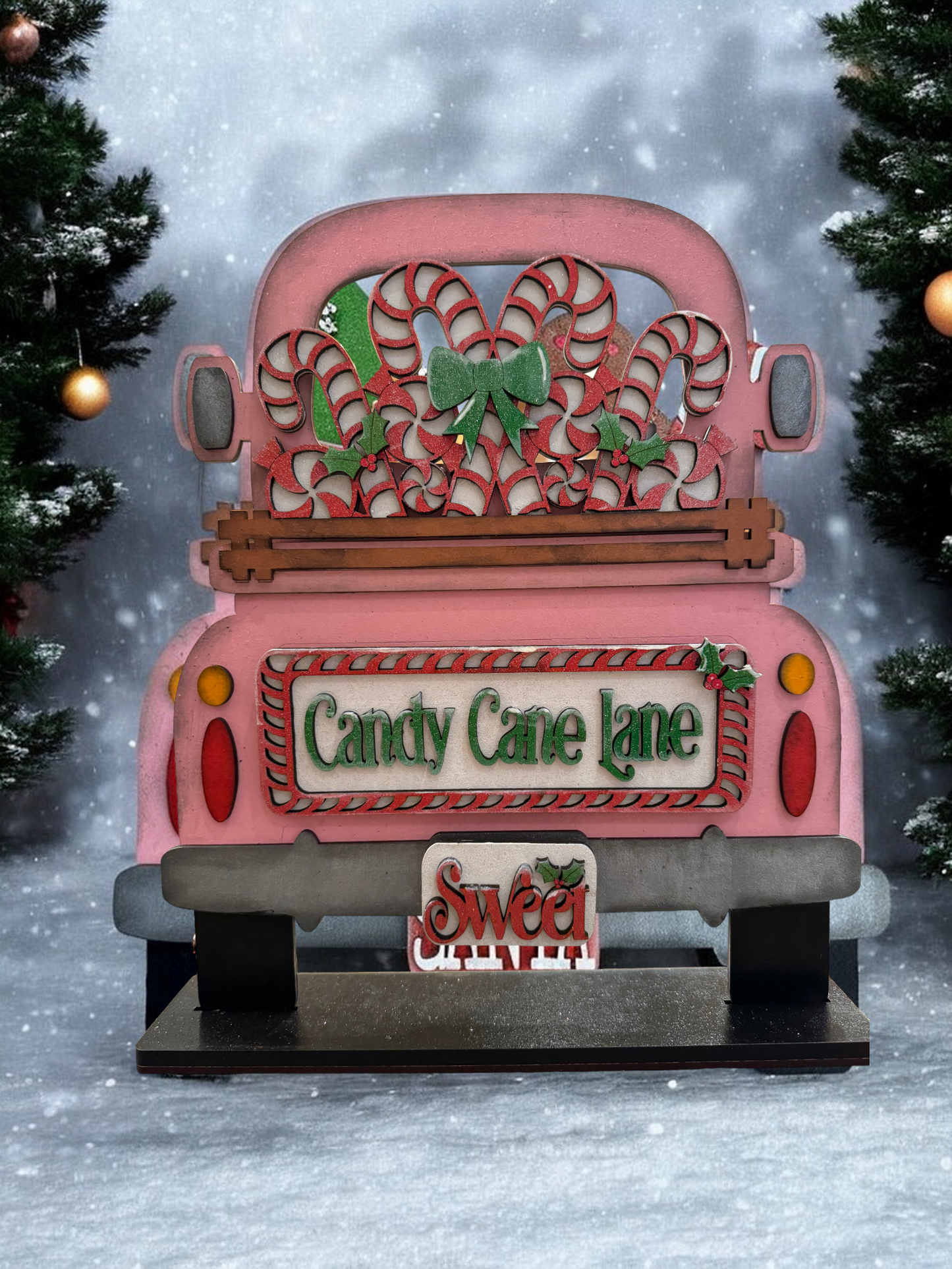 Pink Ornamental Holiday Car with Interchangeable inserts