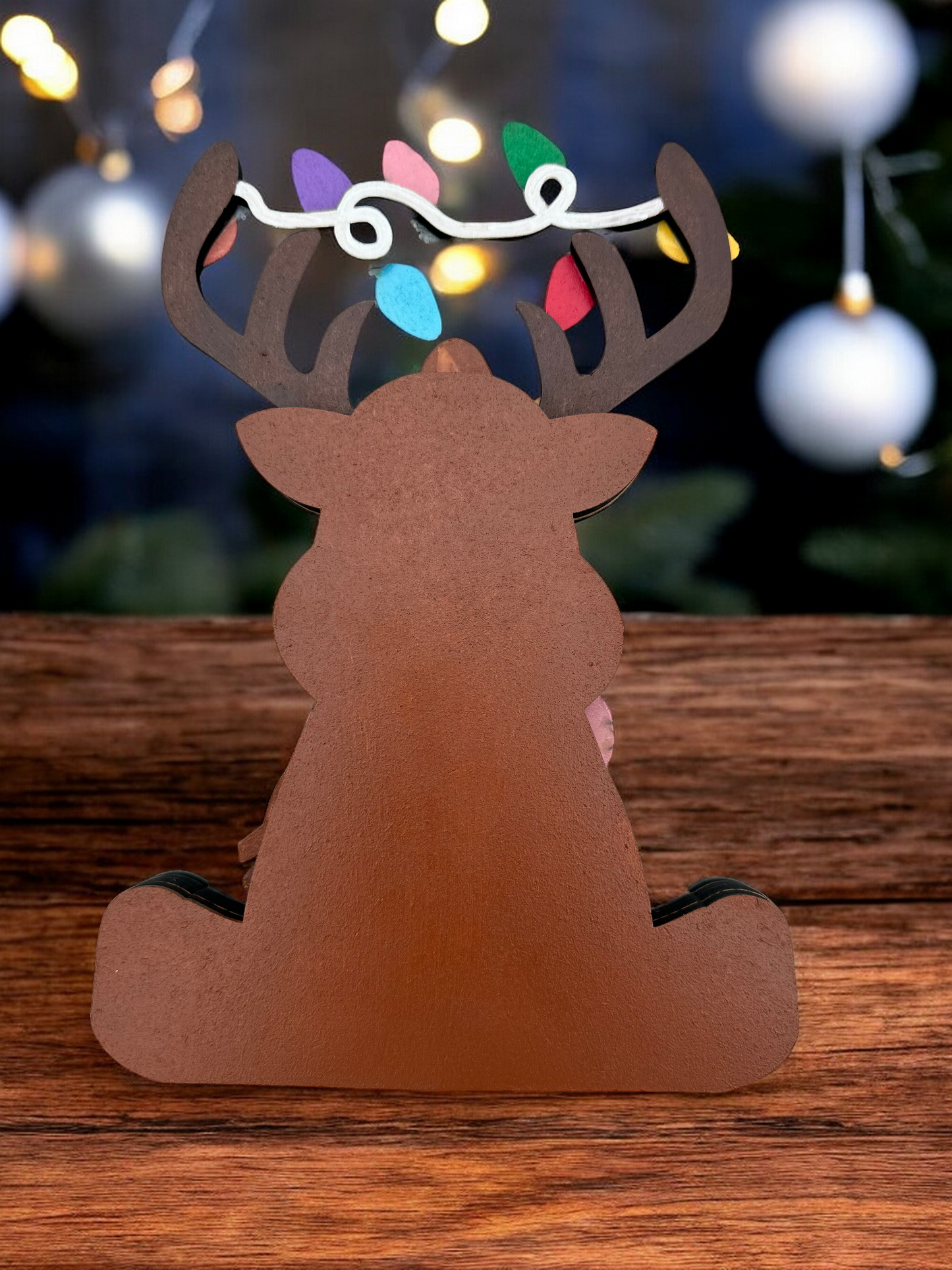 Back of reindeer with christmas lights