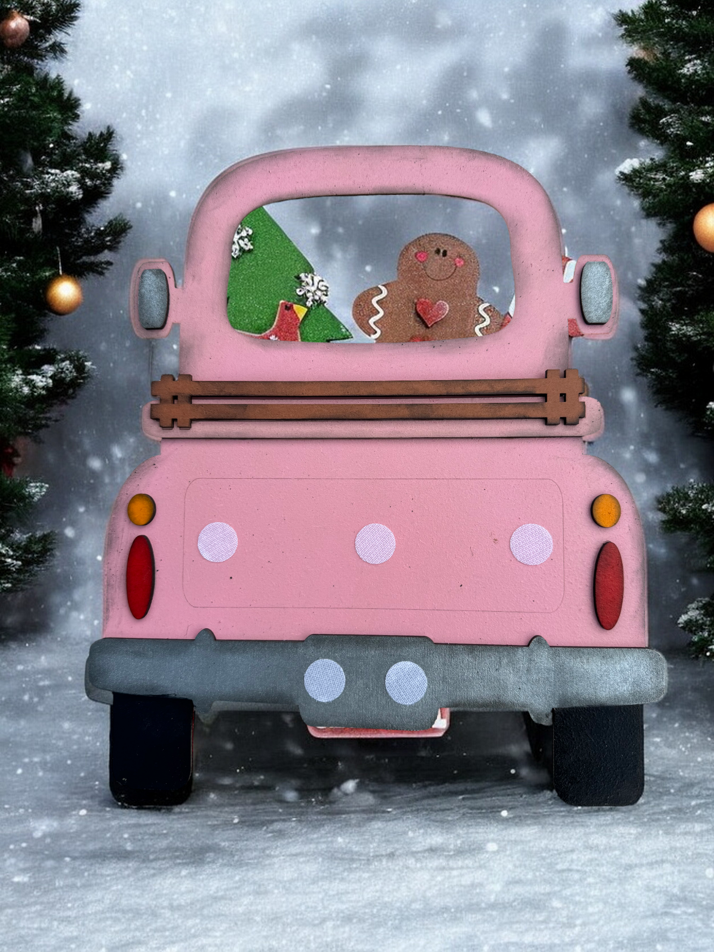 Pink Ornamental Holiday Car with Interchangeable inserts