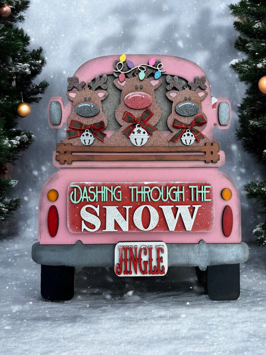 Pink Ornamental Holiday Car with Interchangeable inserts