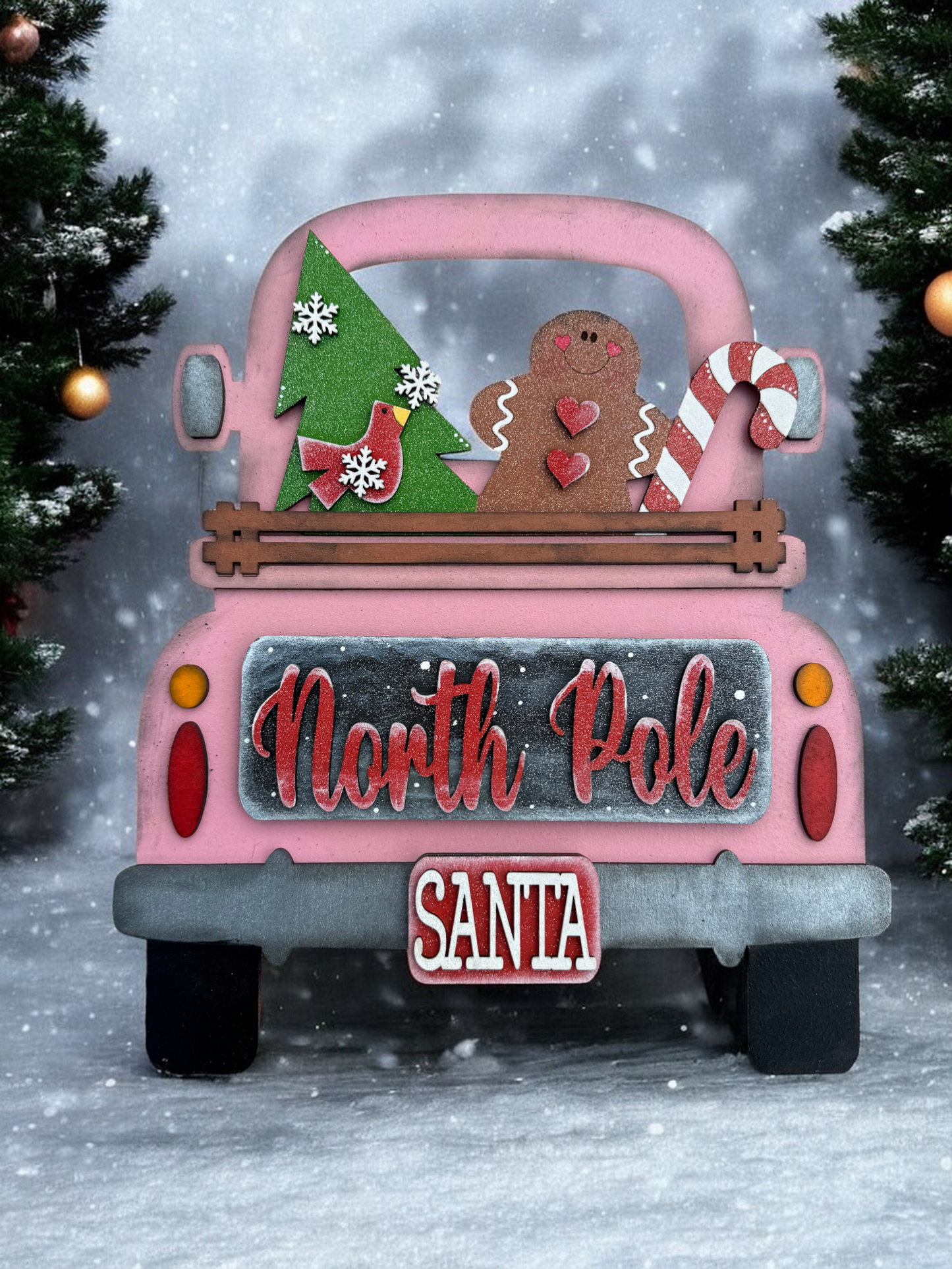 Pink Ornamental Holiday Car with Interchangeable inserts