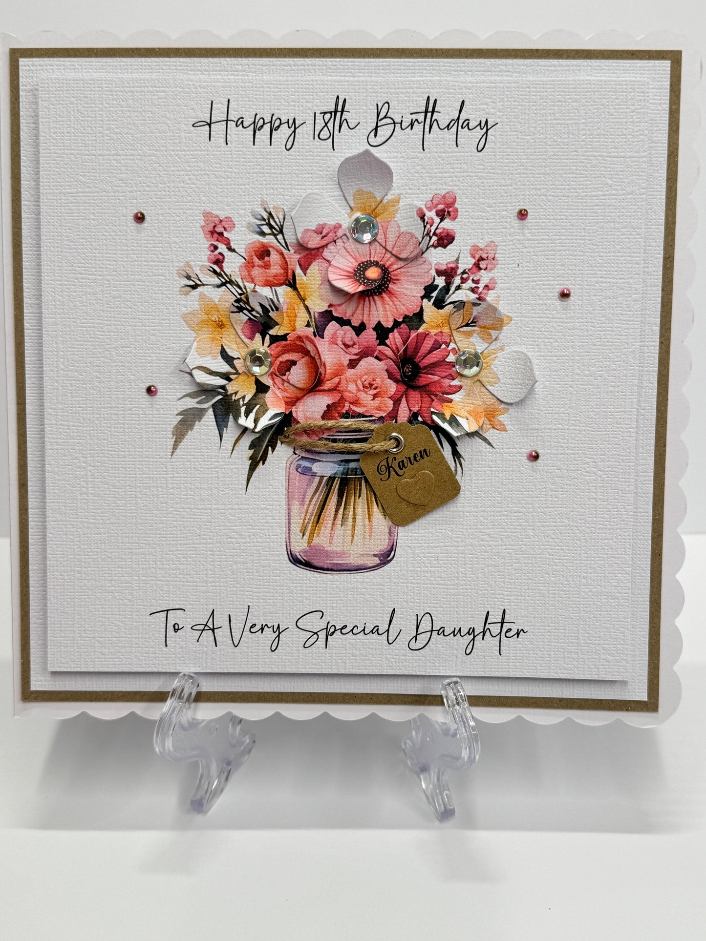 Luxury Pink Bouquet 3D Floral Jar Birthday Card