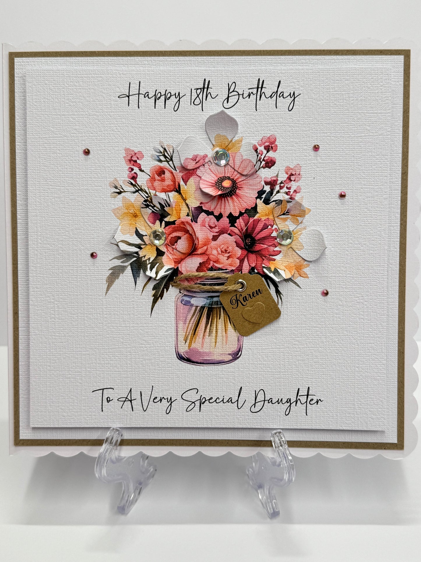Luxury Pink Bouquet 3D Floral Jar Birthday Card