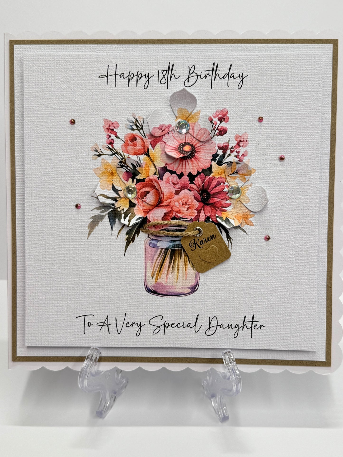 Luxury Pink Bouquet 3D Floral Jar Birthday Card