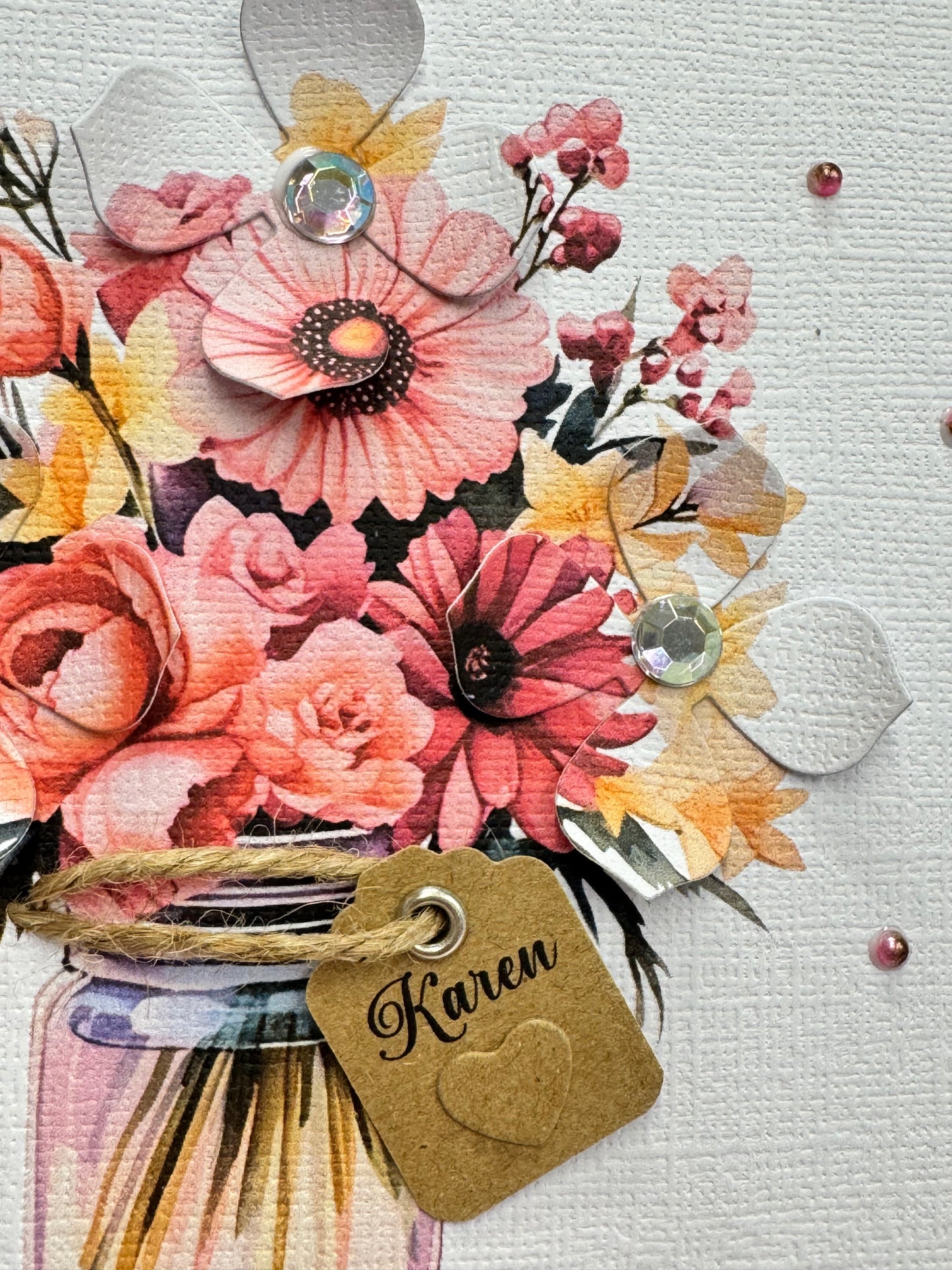 Luxury Pink Bouquet 3D Floral Jar Birthday Card
