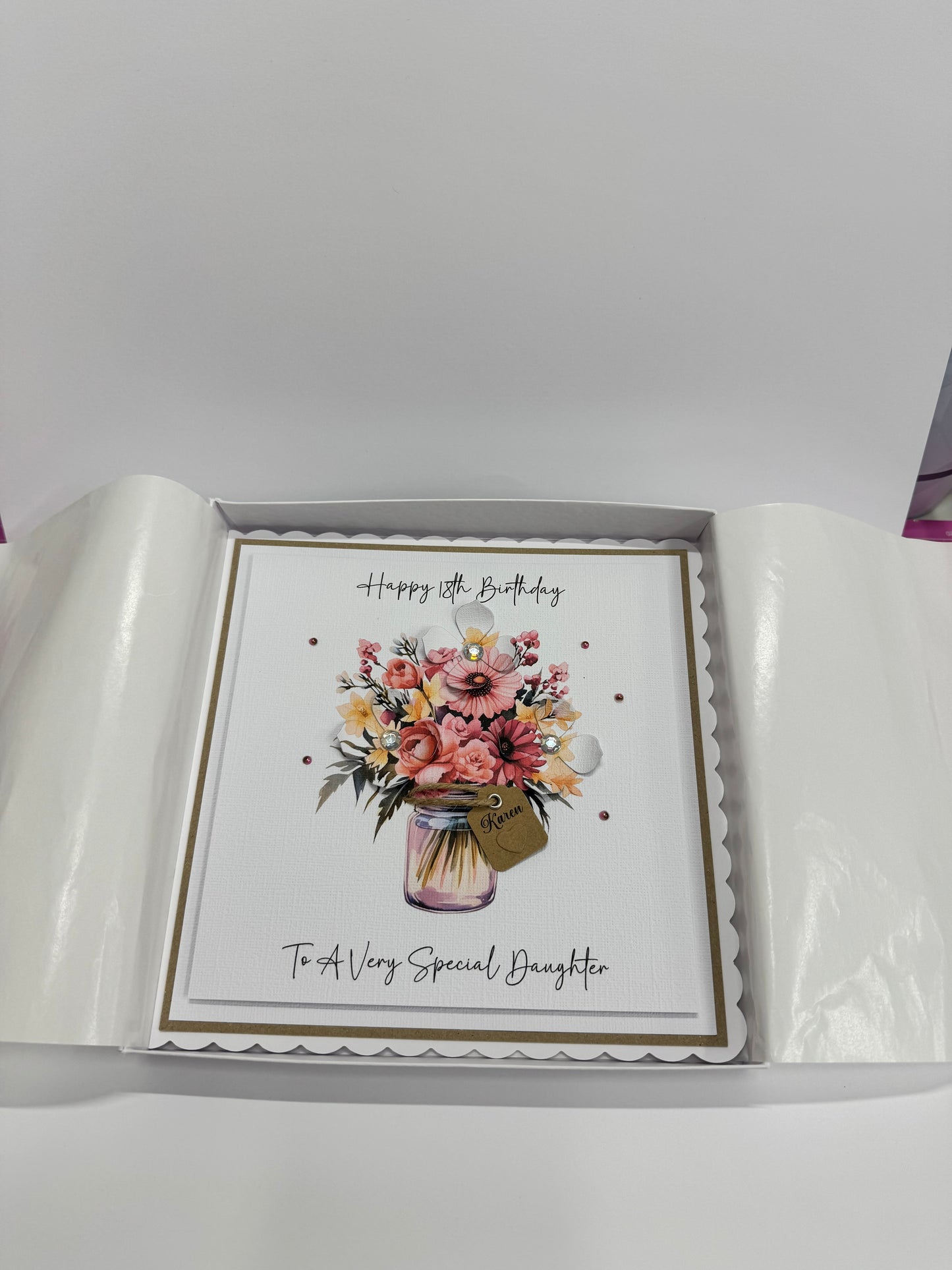 Luxury Pink Bouquet 3D Floral Jar Birthday Card