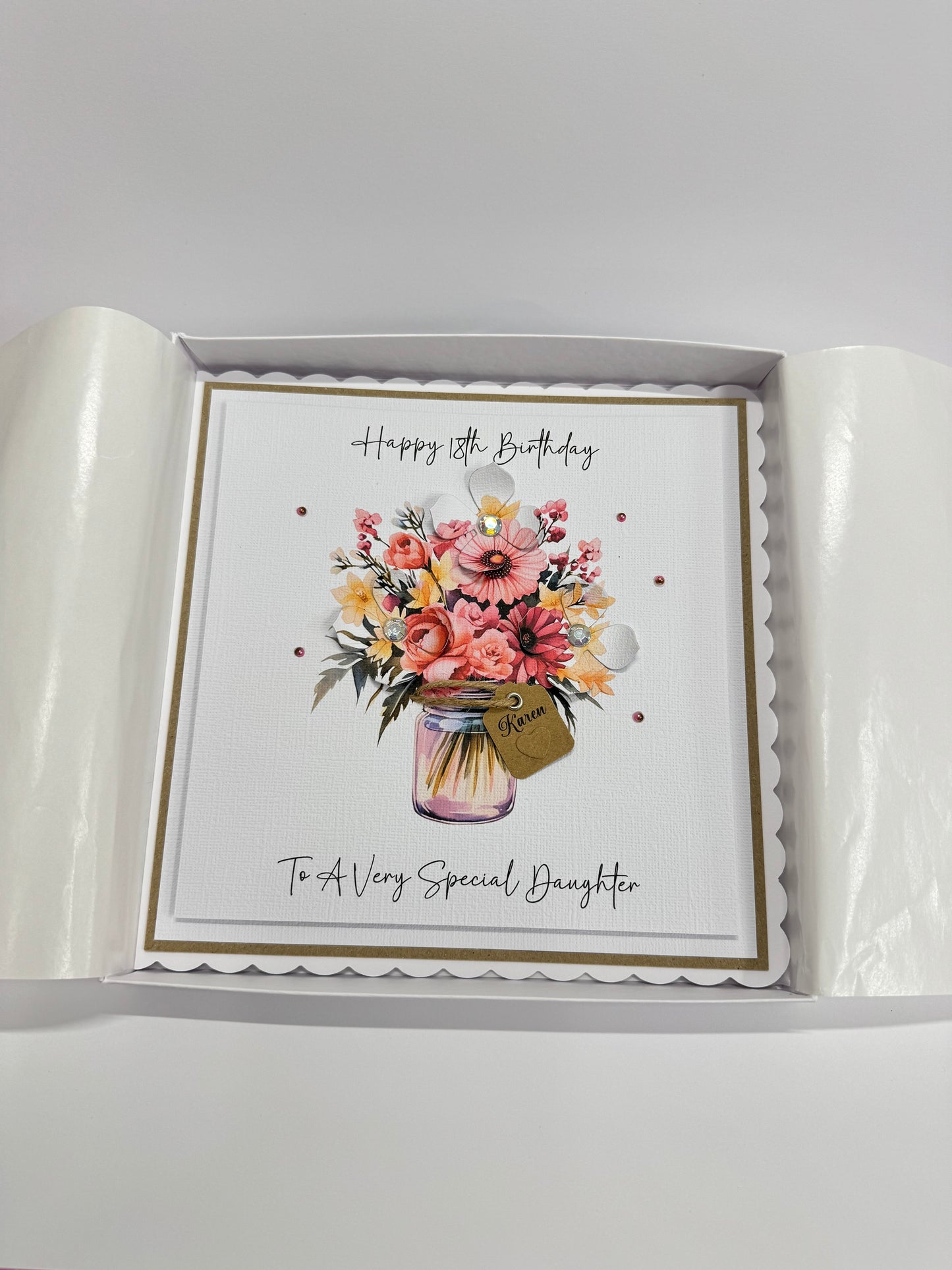 Luxury Pink Bouquet 3D Floral Jar Birthday Card