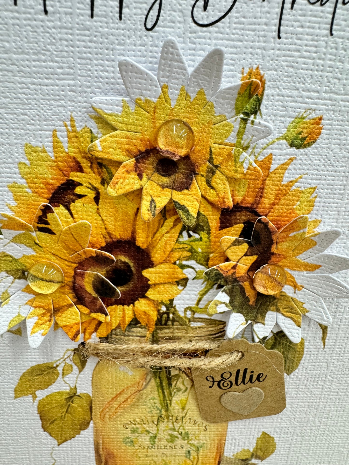 Luxury Sunflower Personalised Birthday Card