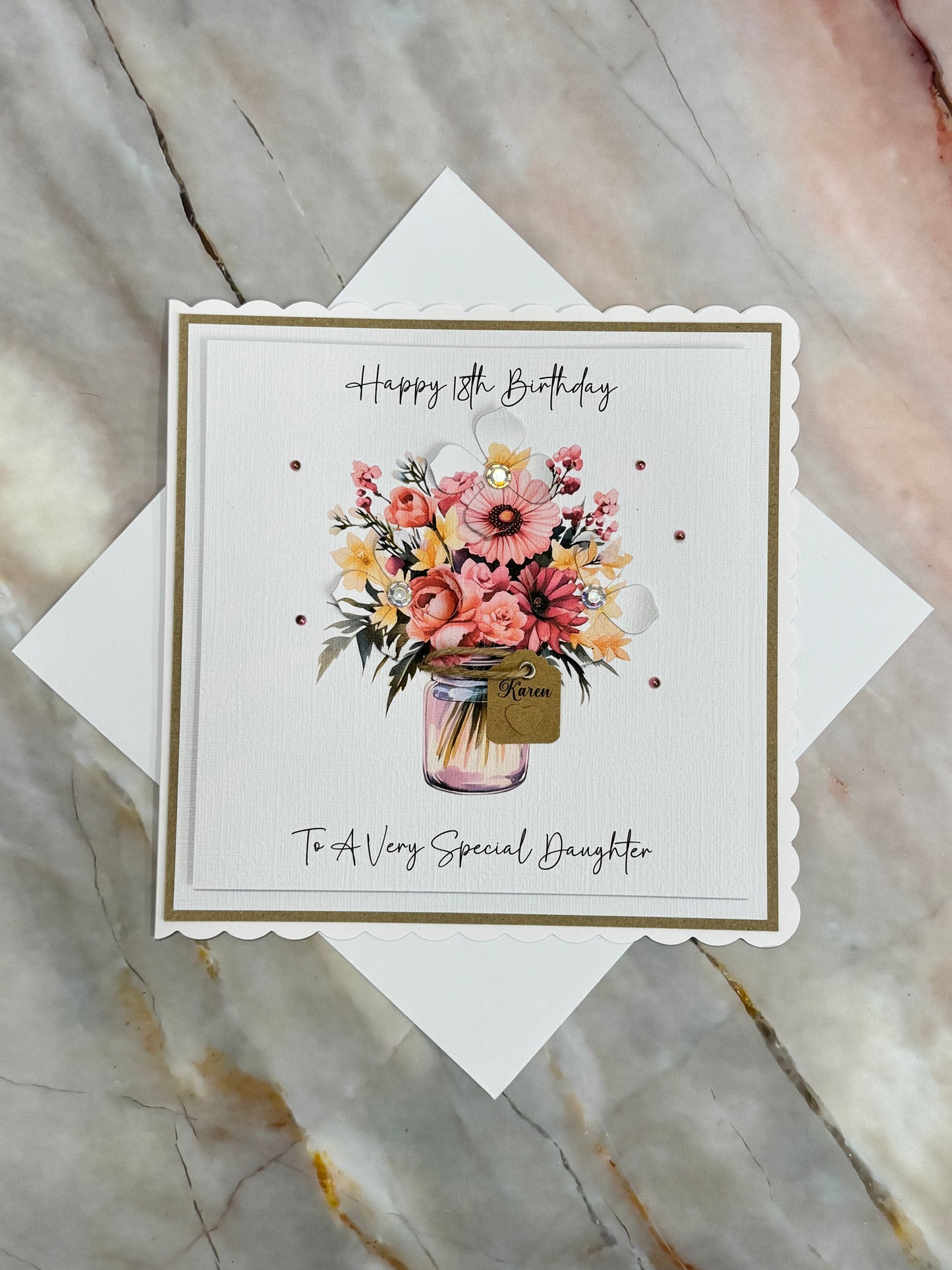 Luxury Pink Bouquet 3D Floral Jar Birthday Card