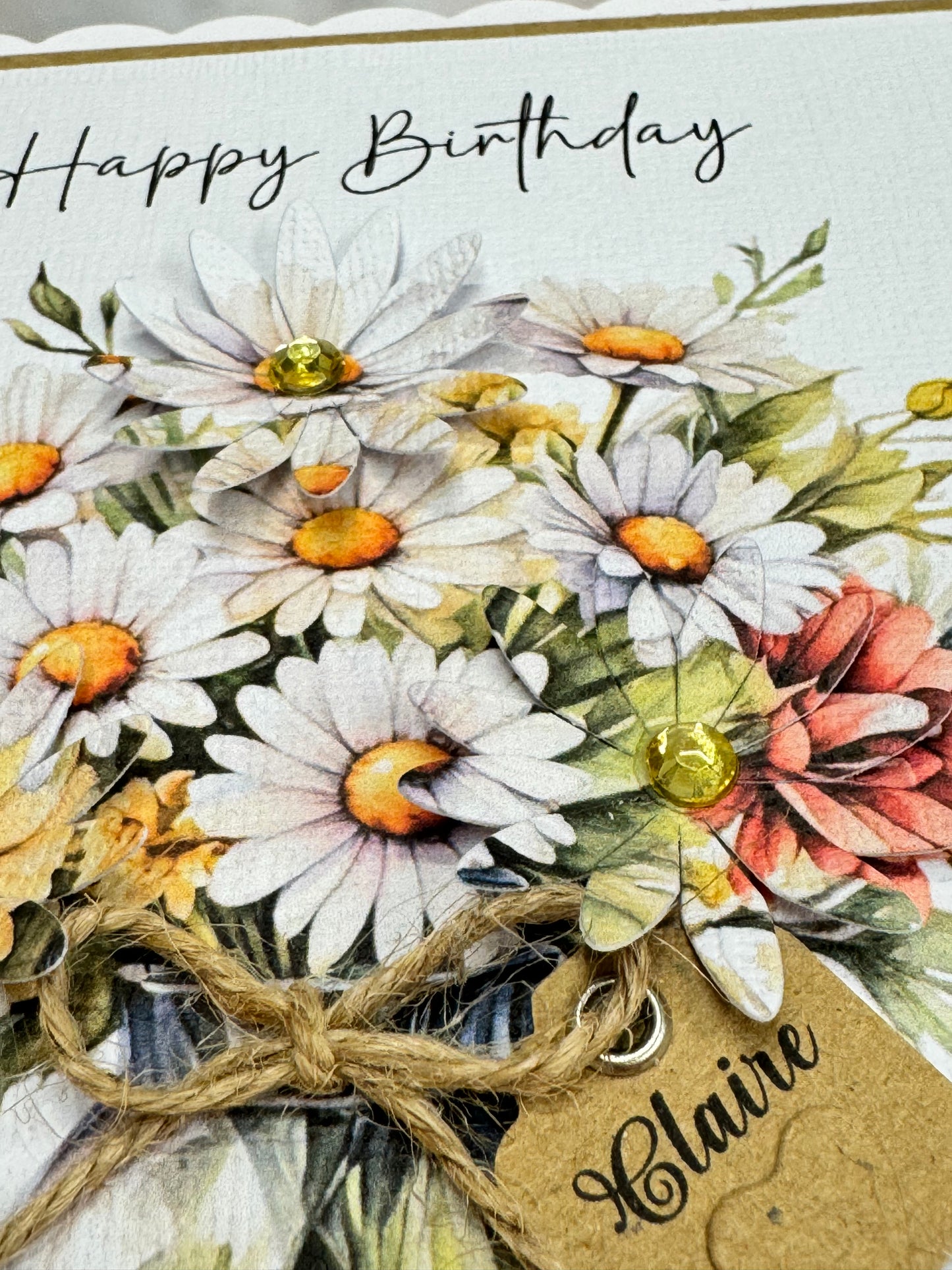 Luxury Daisy Bouquet 3D Floral Jar Birthday Card
