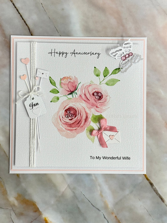 Pink Rhinstone Personalised Greeting Card