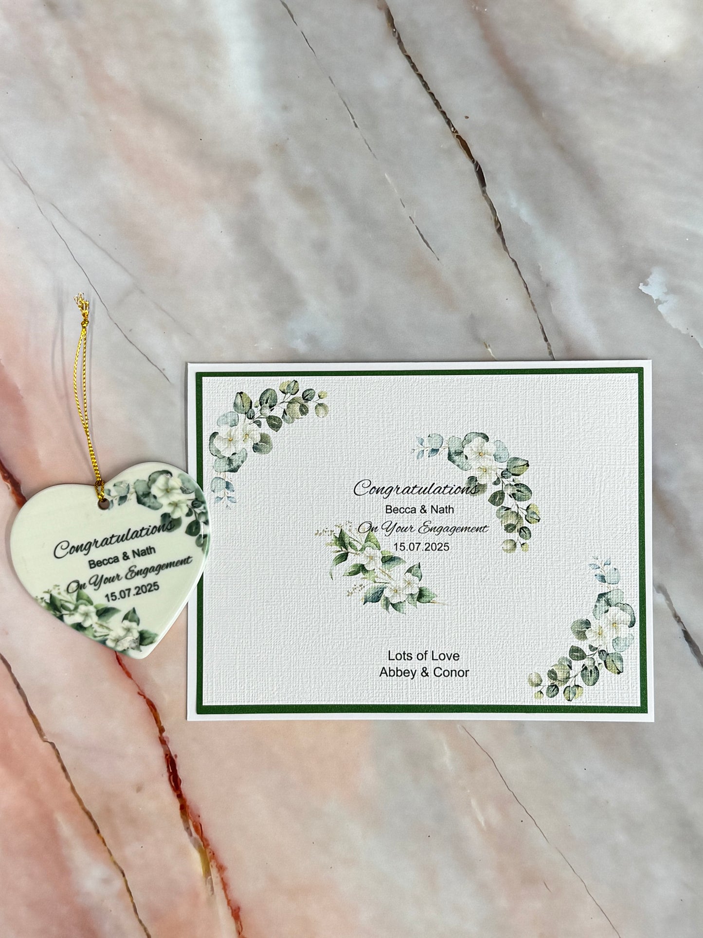 Engagment card with Ceramic Heart Keepsake