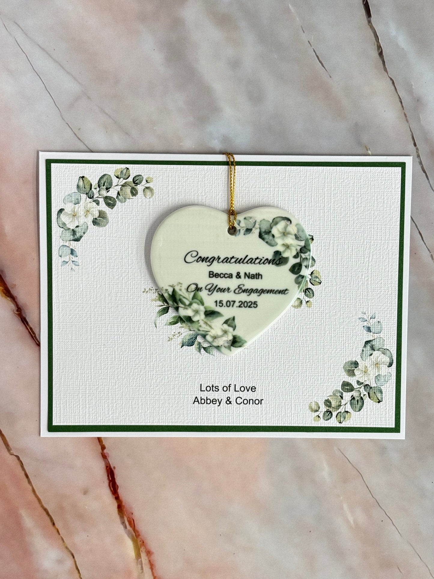 Engagment card with Ceramic Heart Keepsake