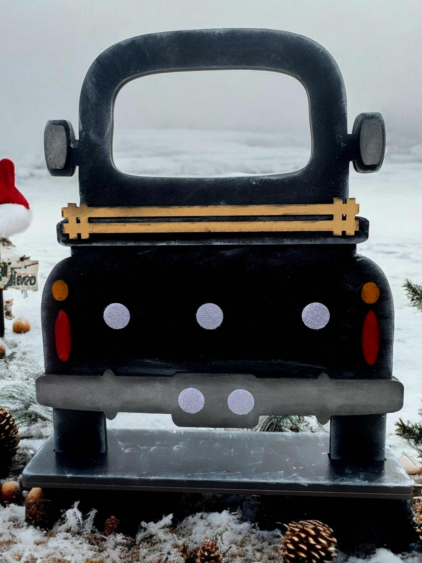 Black Ornamental Holiday Car with Interchangeable inserts