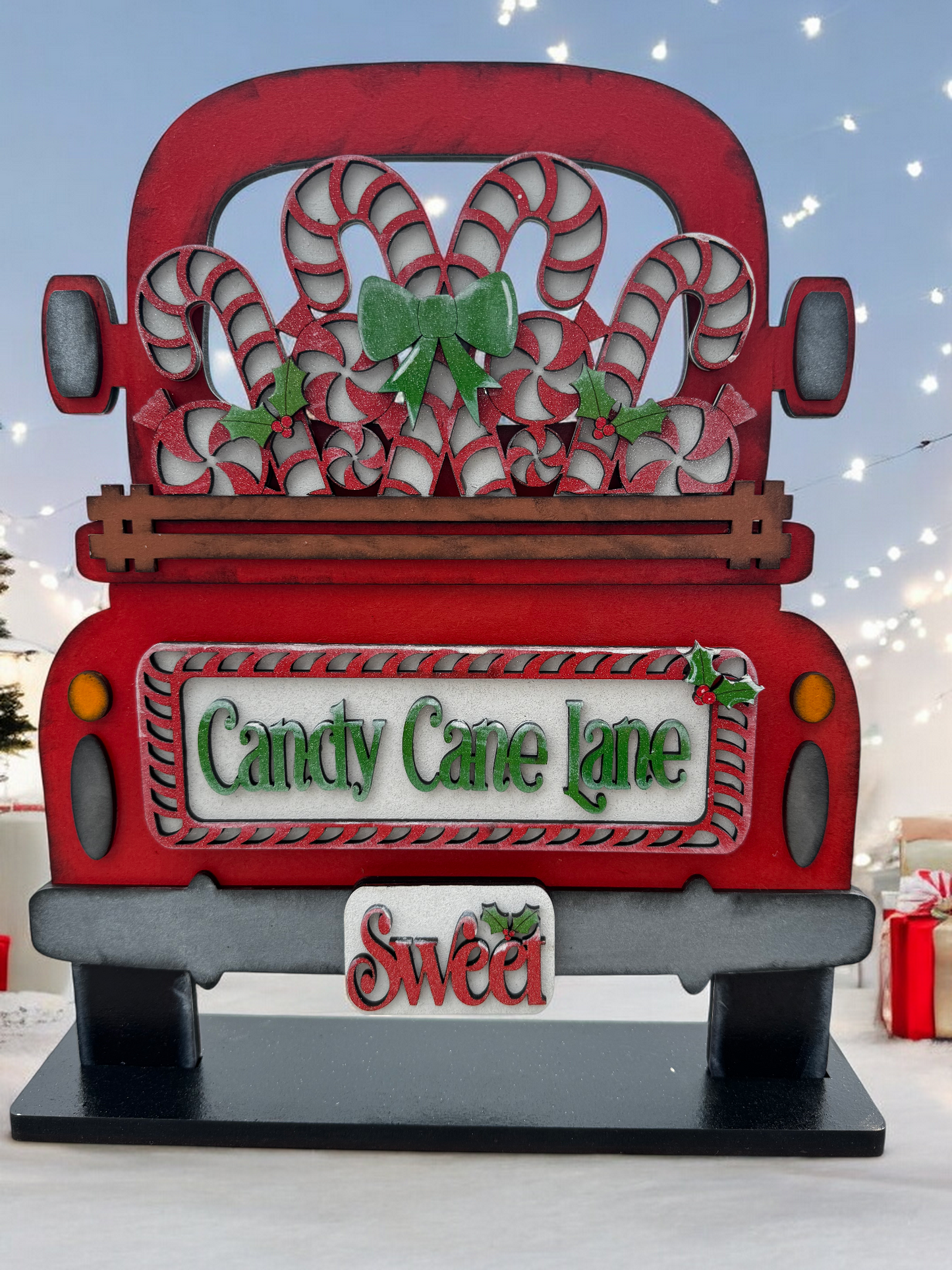 Red Ornamental Holiday Car with Interchangeable inserts