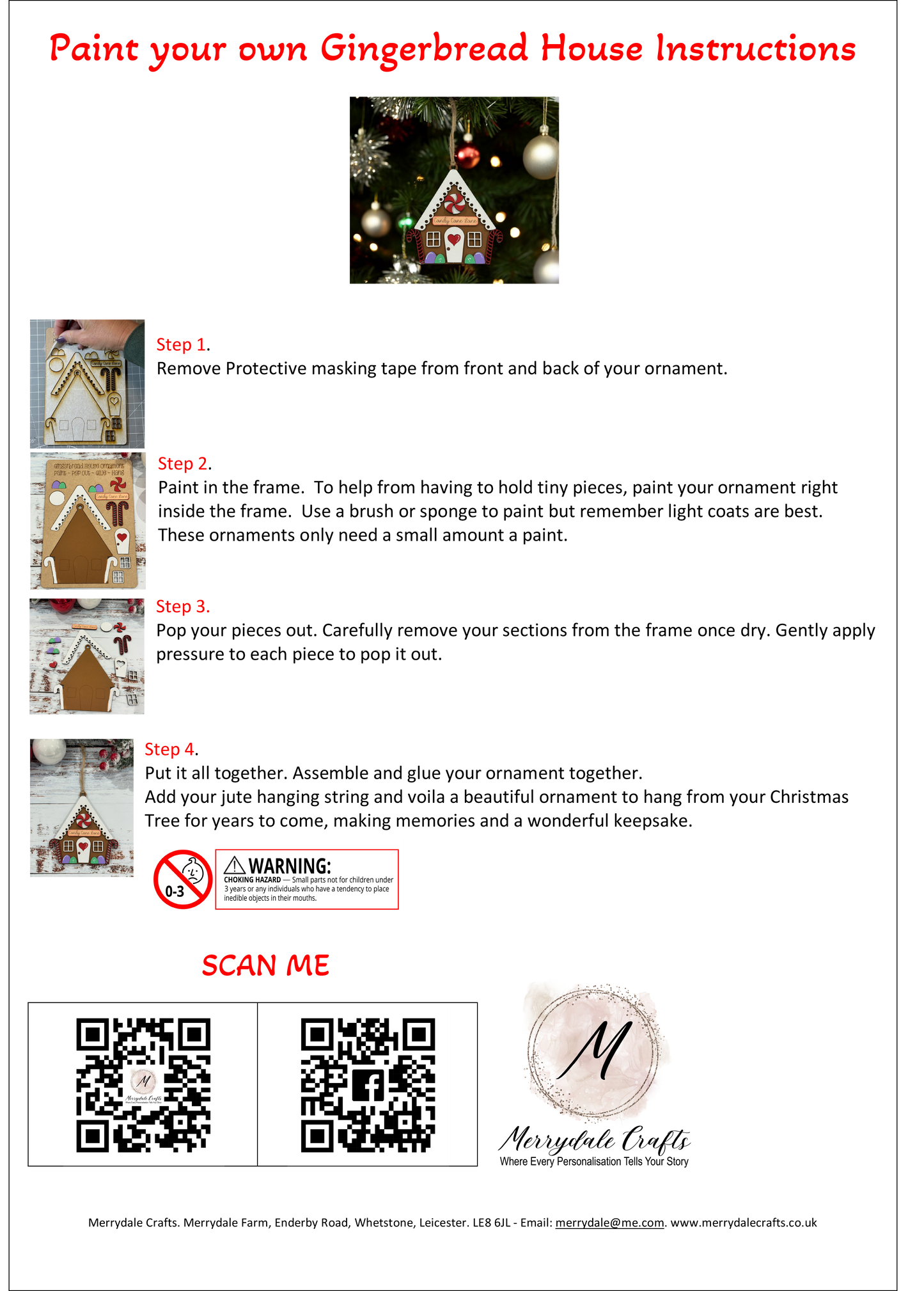 Paint Your Own Gingerbread House Christmas Tree Ornament