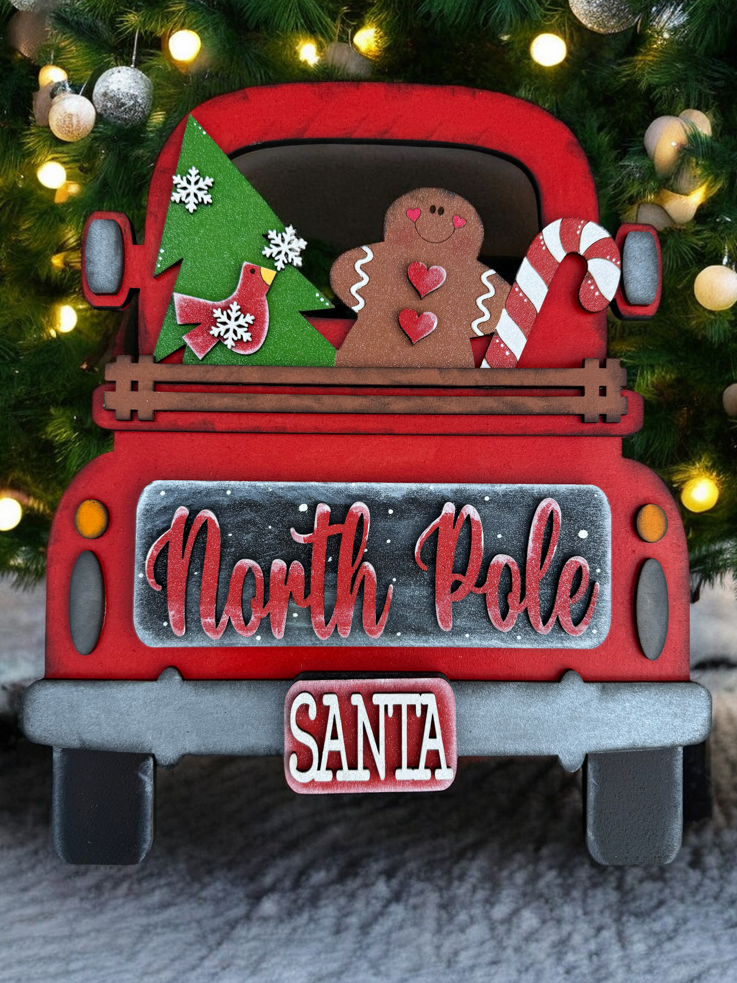 Red Ornamental Holiday Car with Interchangeable inserts