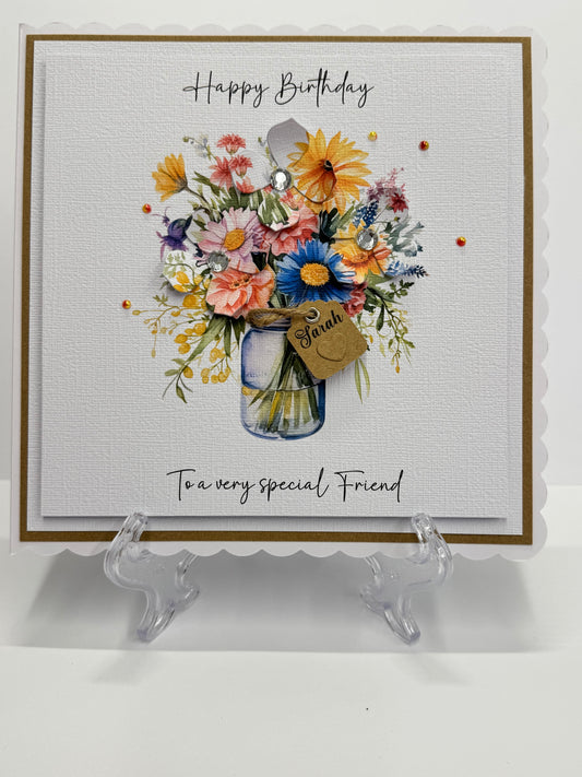 Luxury Bouquet 3D Floral Jar Birthday Card