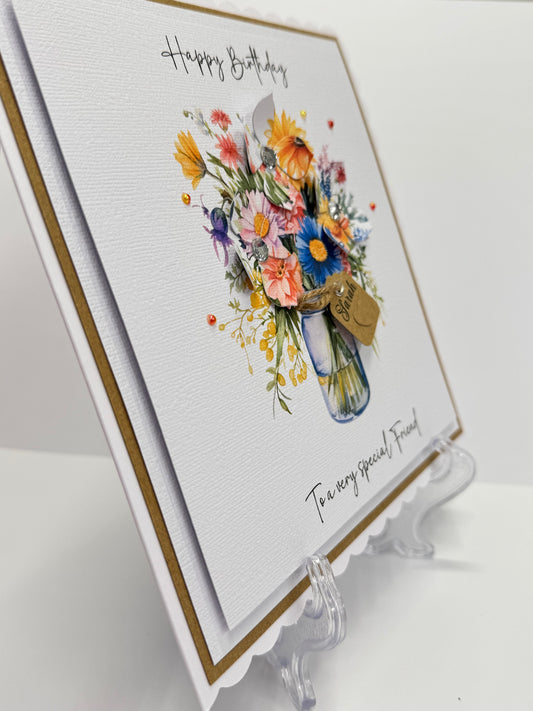 Luxury Bouquet 3D Floral Jar Birthday Card