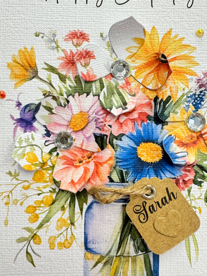 Luxury Bouquet 3D Floral Jar Birthday Card