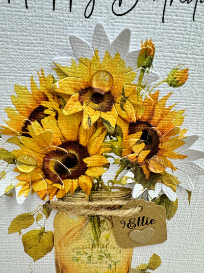 Luxury Sunflower Personalised Birthday Card