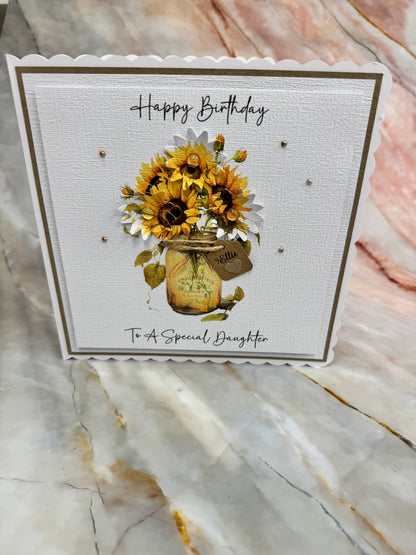 Luxury Sunflower Personalised Birthday Card