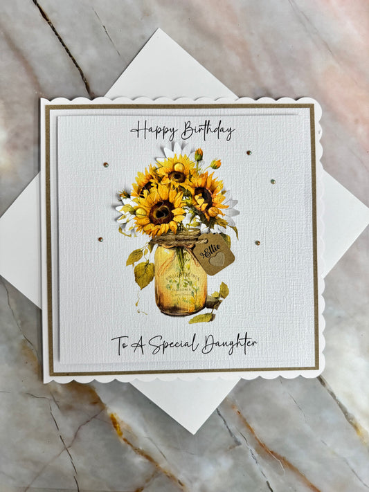 Luxury Sunflower Personalised Birthday Card