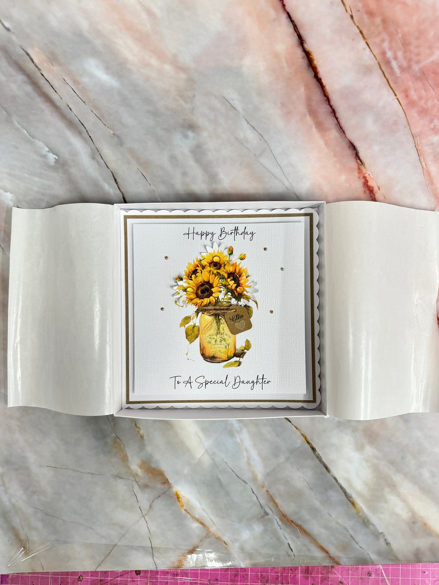 Luxury Sunflower Personalised Birthday Card