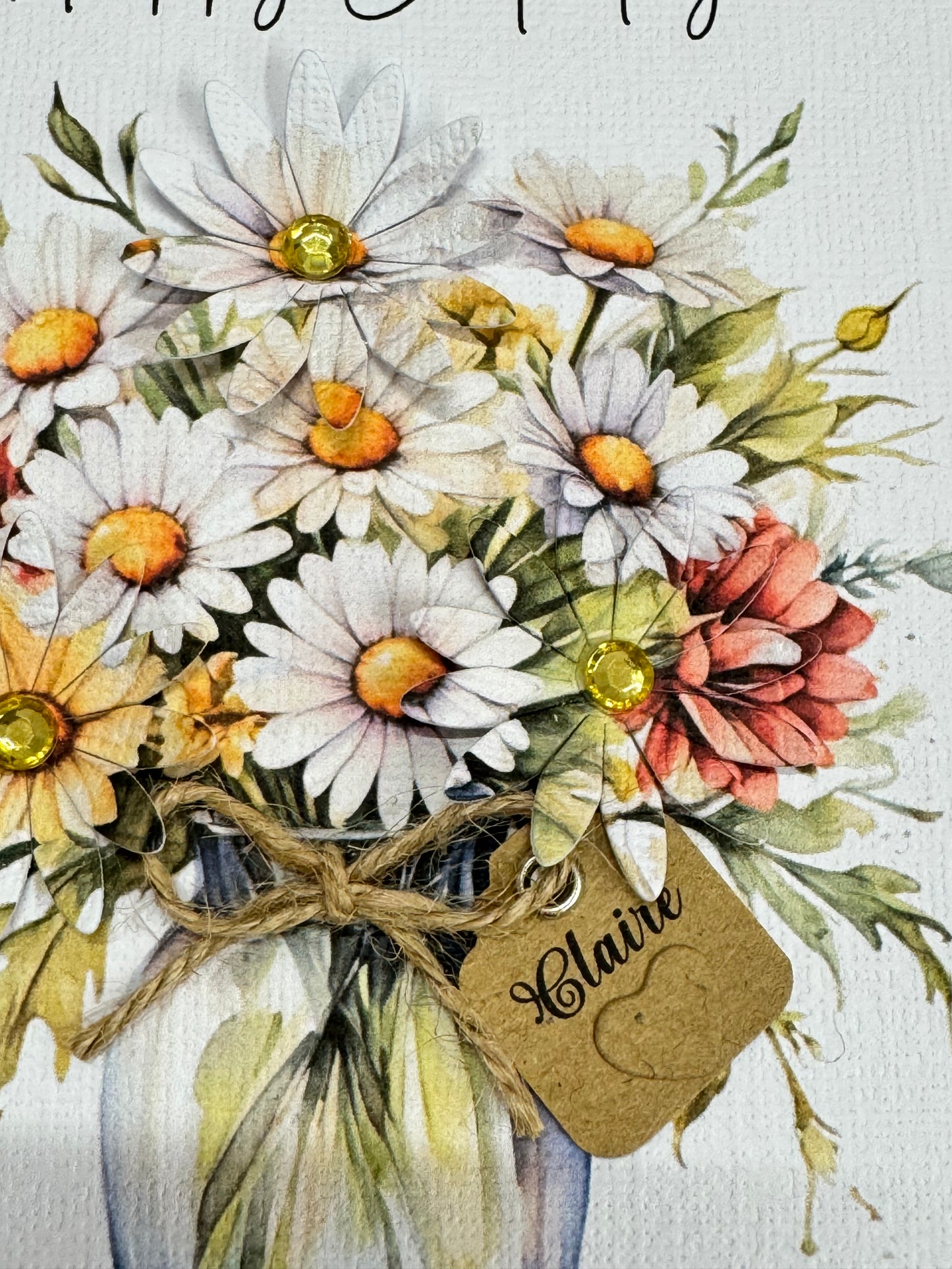 Luxury Daisy Bouquet 3D Floral Jar Birthday Card