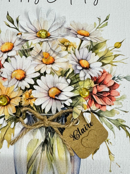 Luxury Daisy Bouquet 3D Floral Jar Birthday Card