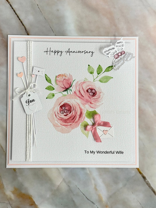 Pink Rhinstone Personalised Greeting Card