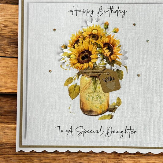 Luxury Sunflower Personalised Birthday Card