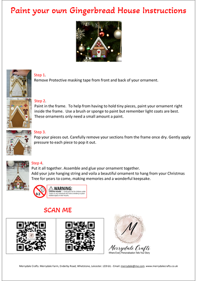 Paint Your Own Gingerbread House Christmas Tree Ornament