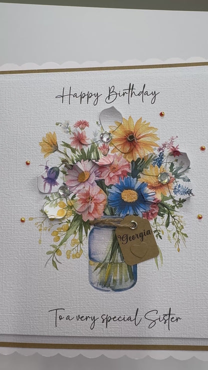 Luxury Bouquet 3D Floral Jar Birthday Card