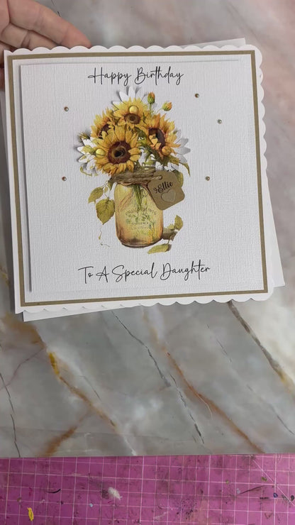 Luxury Sunflower Personalised Birthday Card