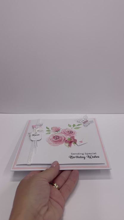 Pink Rhinstone Personalised Greeting Card